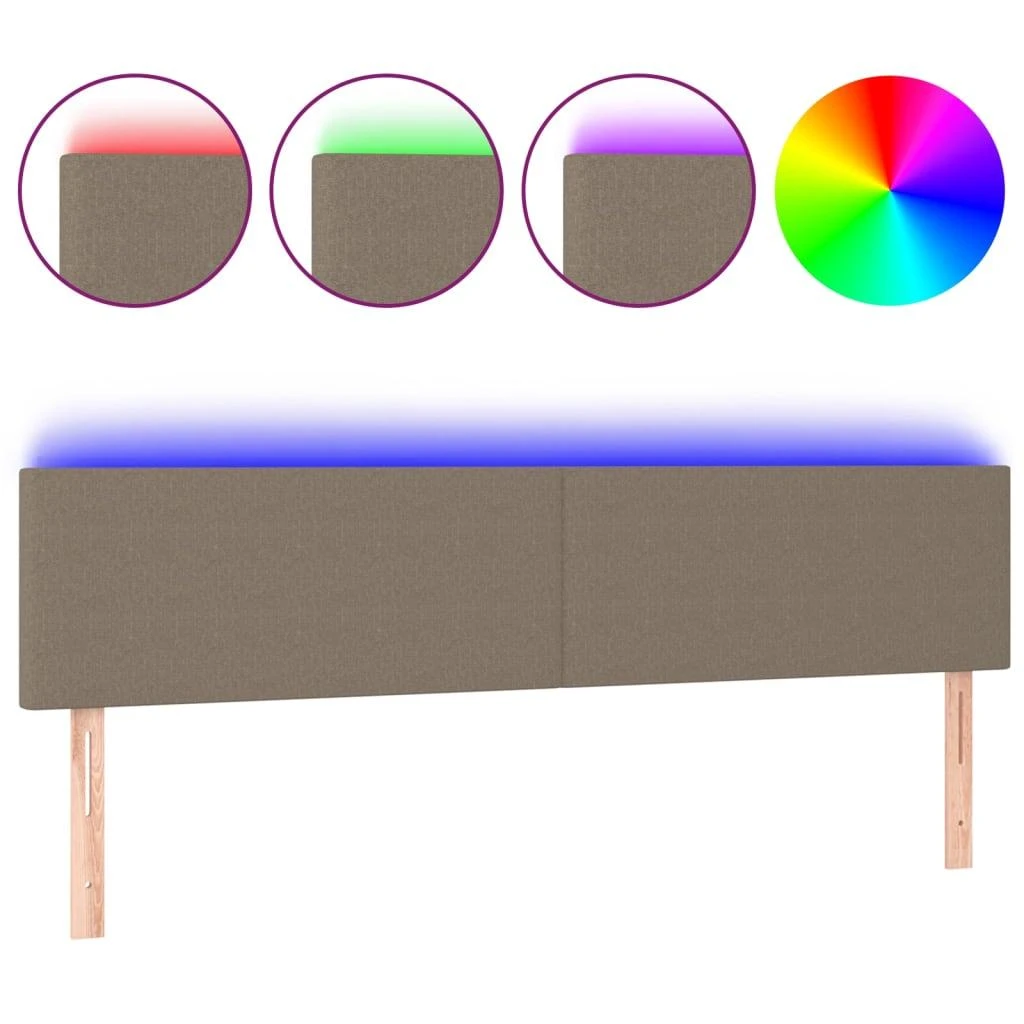 Galvūgalis su LED, taupe spalvos, 180x5x78/88cm, audinys