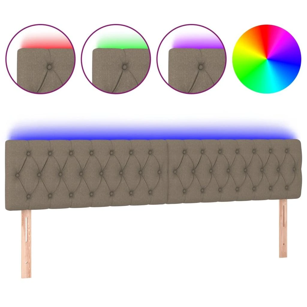 Galvūgalis su LED, taupe spalvos, 180x7x78/88cm, audinys