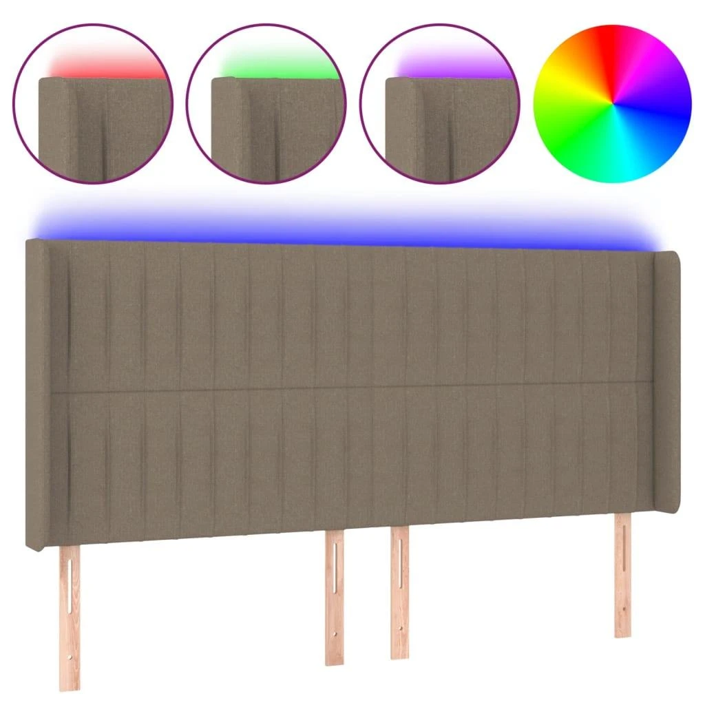 Galvūgalis su LED, taupe spalvos, 183x16x118/128cm, audinys