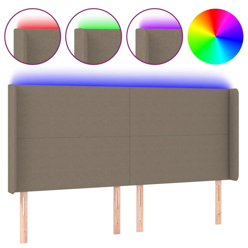 Galvūgalis su LED, taupe spalvos, 183x16x118/128cm, audinys