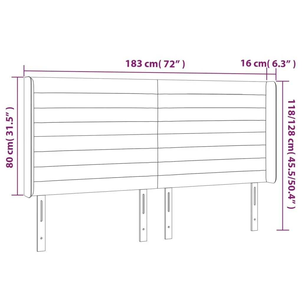 Galvūgalis su LED, taupe spalvos, 183x16x118/128cm, audinys