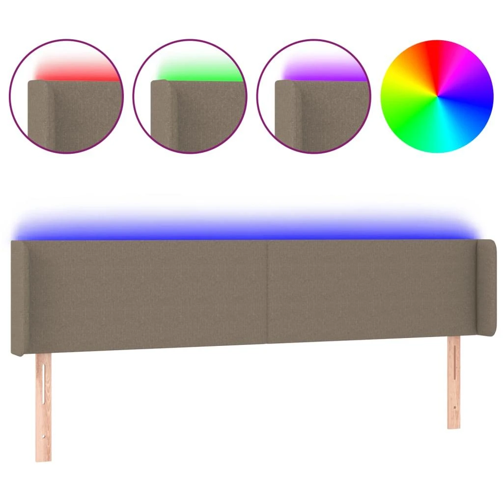 Galvūgalis su LED, taupe spalvos, 183x16x78/88cm, audinys
