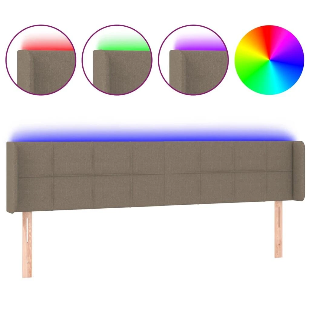 Galvūgalis su LED, taupe spalvos, 183x16x78/88cm, audinys
