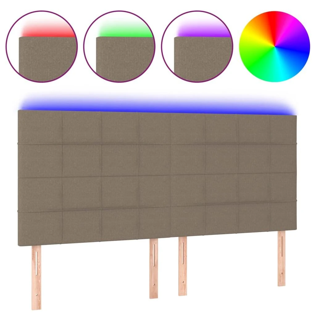 Galvūgalis su LED, taupe spalvos, 200x5x118/128cm, audinys