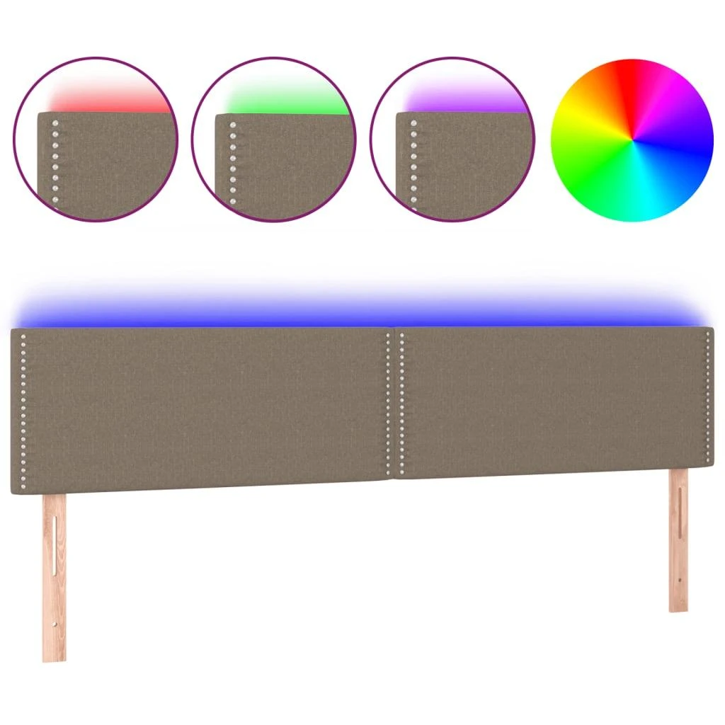 Galvūgalis su LED, taupe spalvos, 200x5x78/88cm, audinys