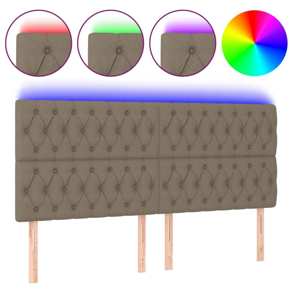 Galvūgalis su LED, taupe spalvos, 200x7x118/128cm, audinys