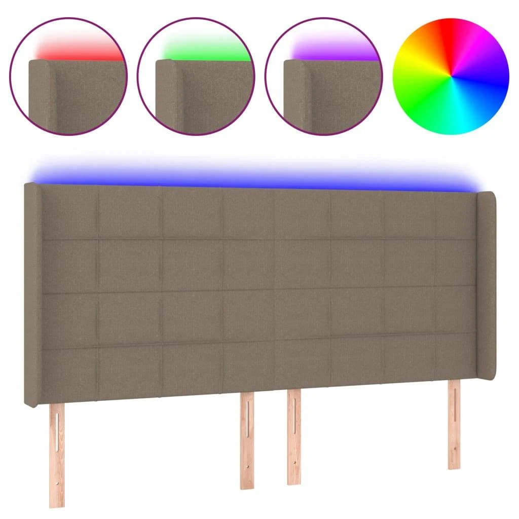 Galvūgalis su LED, taupe spalvos, 203x16x118/128cm, audinys