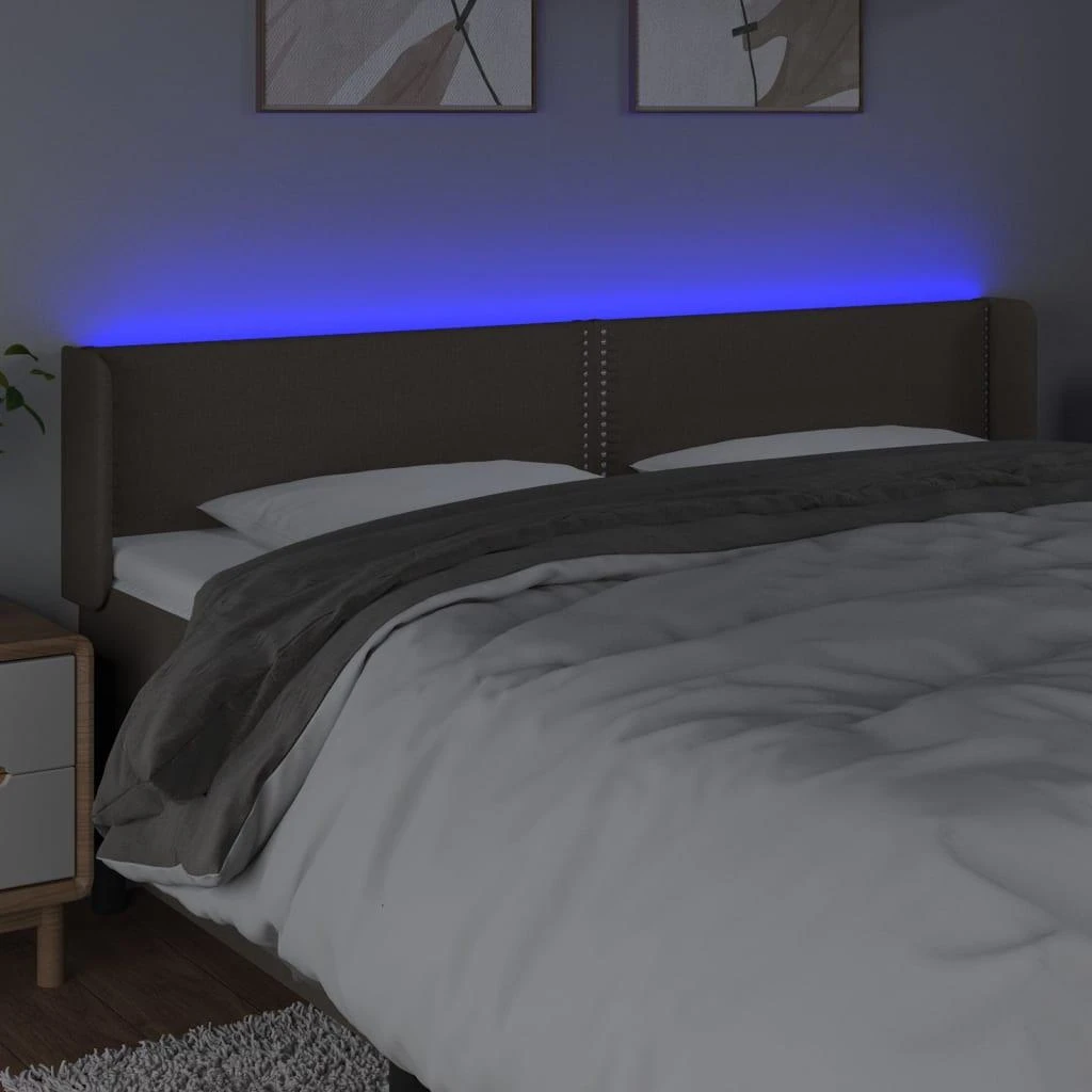 Galvūgalis su LED, taupe spalvos, 203x16x78/88cm, audinys