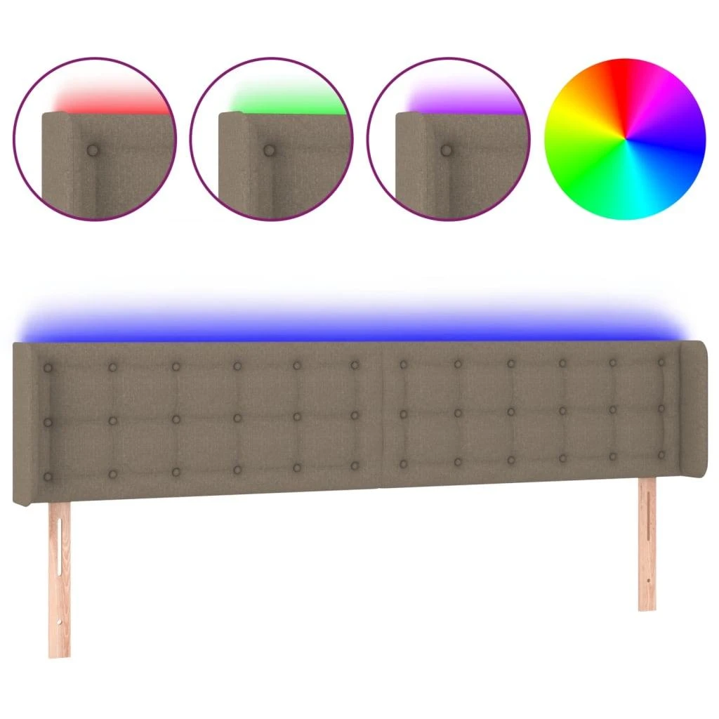 Galvūgalis su LED, taupe spalvos, 203x16x78/88cm, audinys