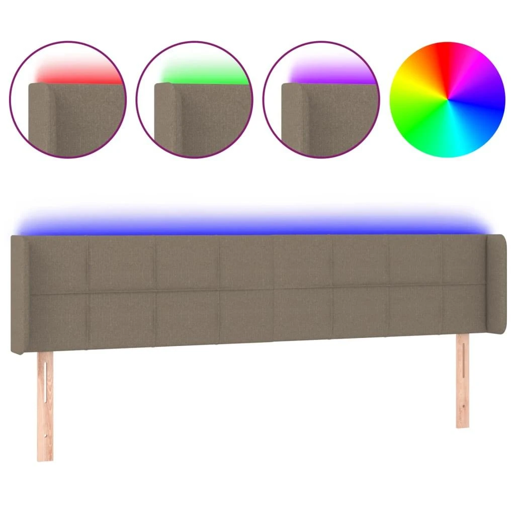 Galvūgalis su LED, taupe spalvos, 203x16x78/88cm, audinys