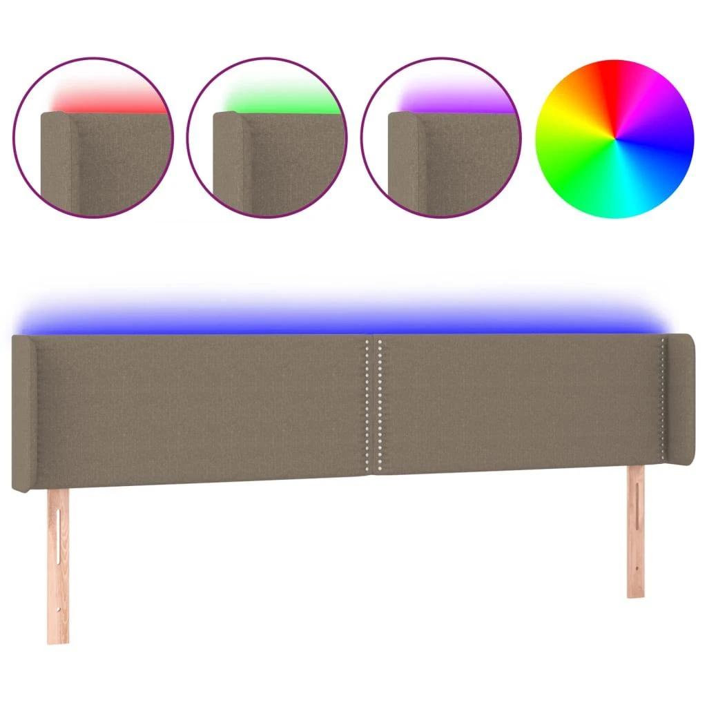 Galvūgalis su LED, taupe spalvos, 203x16x78/88cm, audinys