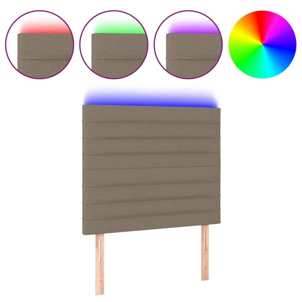 Galvūgalis su LED, taupe spalvos, 80x5x118/128cm, audinys