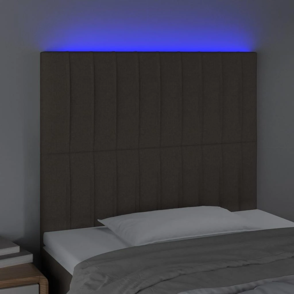 Galvūgalis su LED, taupe spalvos, 80x5x118/128cm, audinys