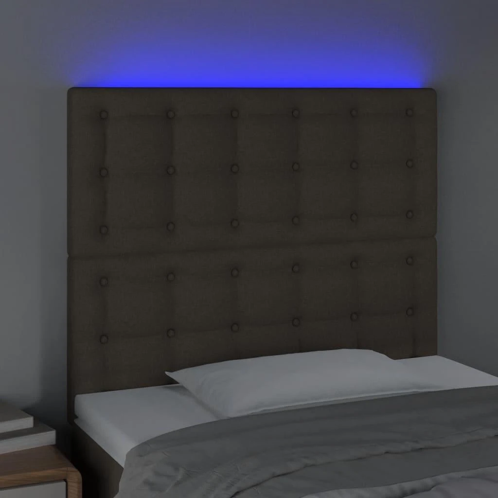 Galvūgalis su LED, taupe spalvos, 80x5x118/128cm, audinys