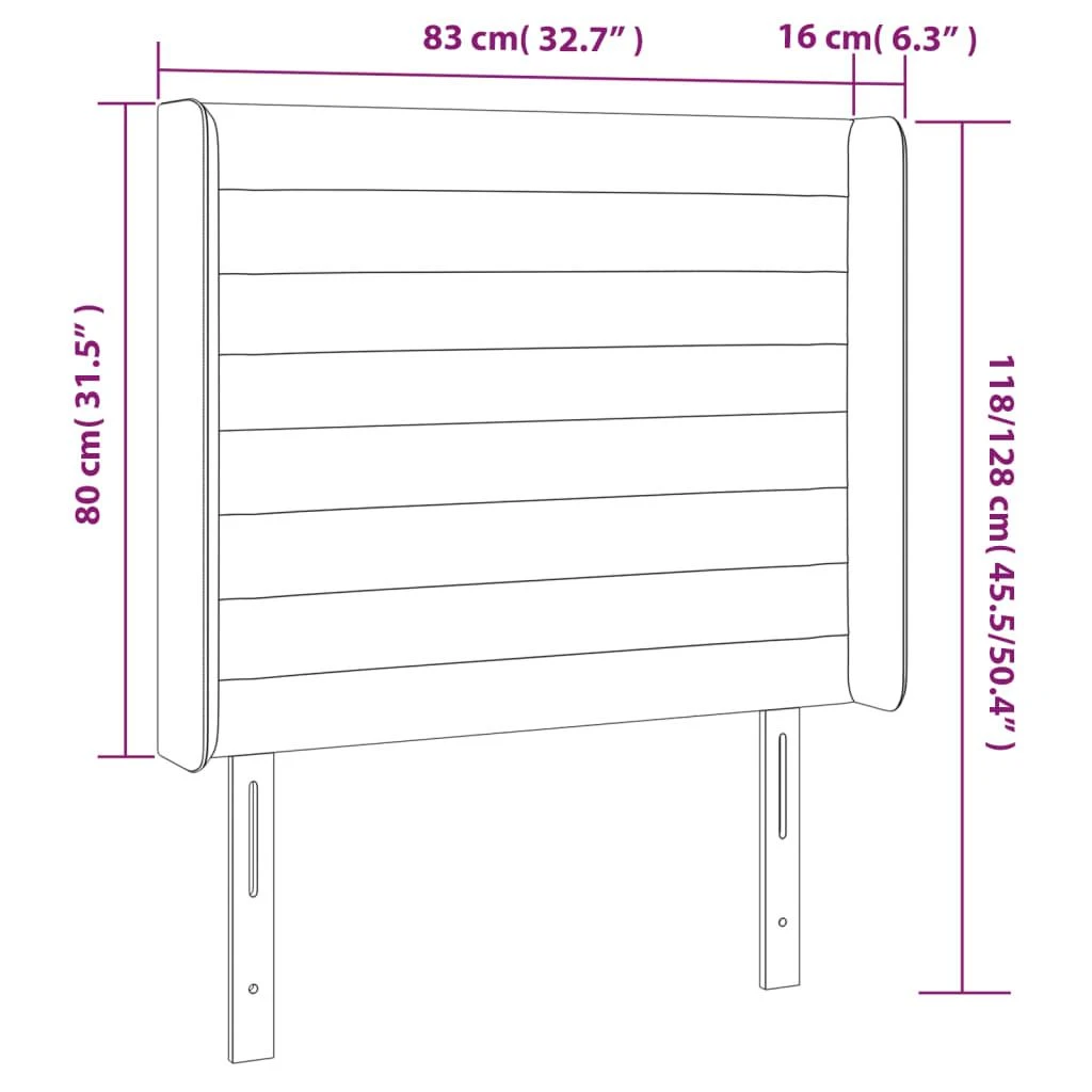 Galvūgalis su LED, taupe spalvos, 83x16x118/128cm, audinys