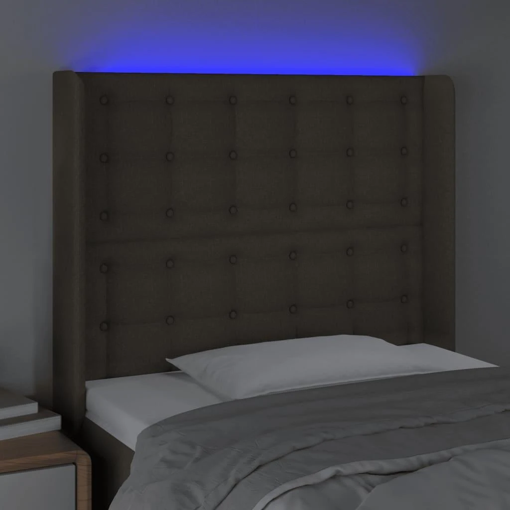 Galvūgalis su LED, taupe spalvos, 83x16x118/128cm, audinys