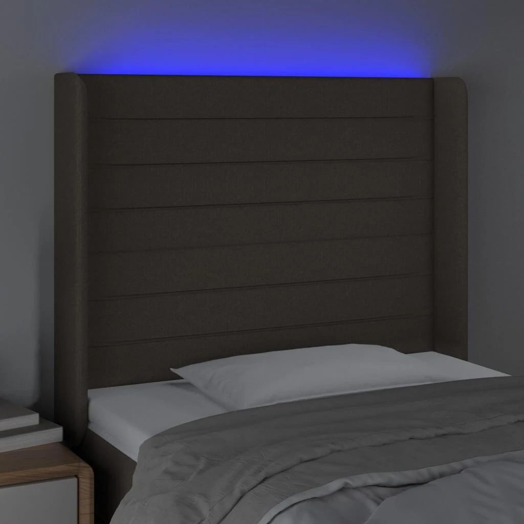 Galvūgalis su LED, taupe spalvos, 83x16x118/128cm, audinys