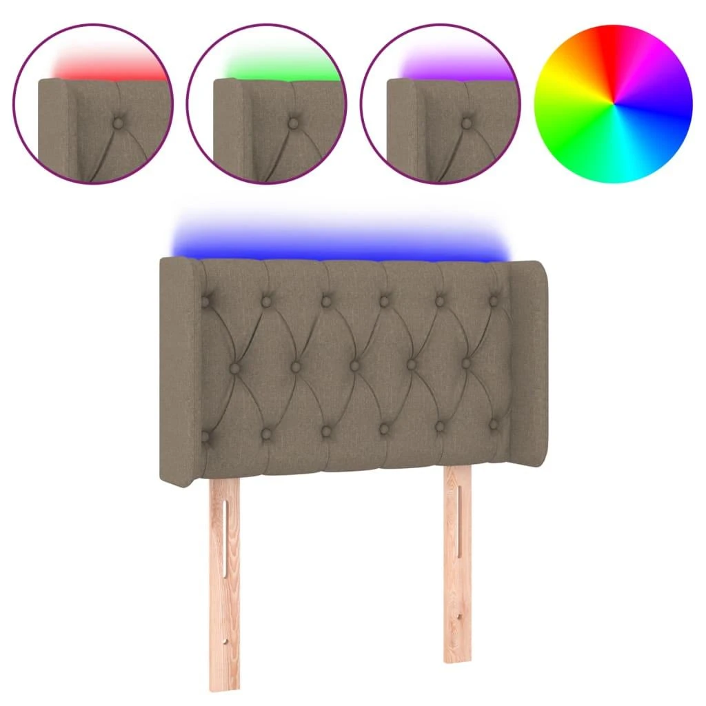 Galvūgalis su LED, taupe spalvos, 83x16x78/88cm, audinys
