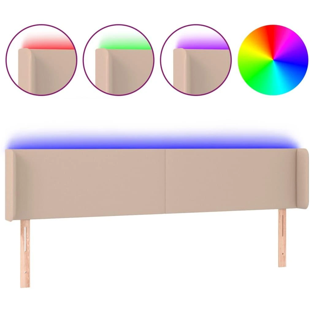 Galvūgalis su LED,kapučino spalvos, 183x16x78/88cm