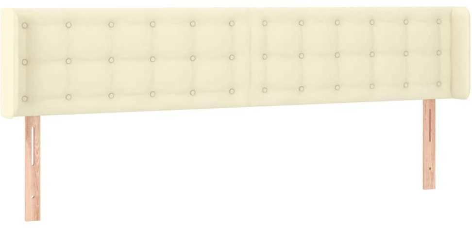Galvūgalis su LED,kreminės spalvos,183x16x78/88cm, dirbtinė oda