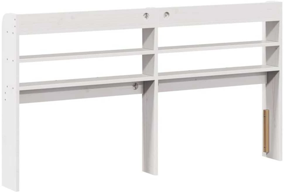 Galvūgalis su lentynomis, baltas, 140cm, pušies masyvas
