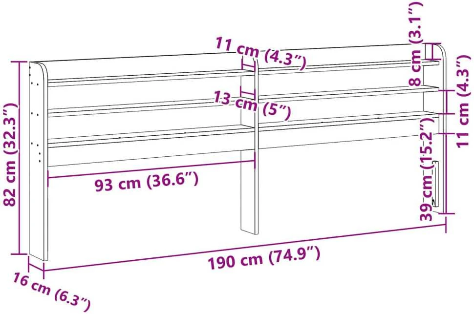 Galvūgalis su lentynomis, baltas, 180cm, pušies masyvas