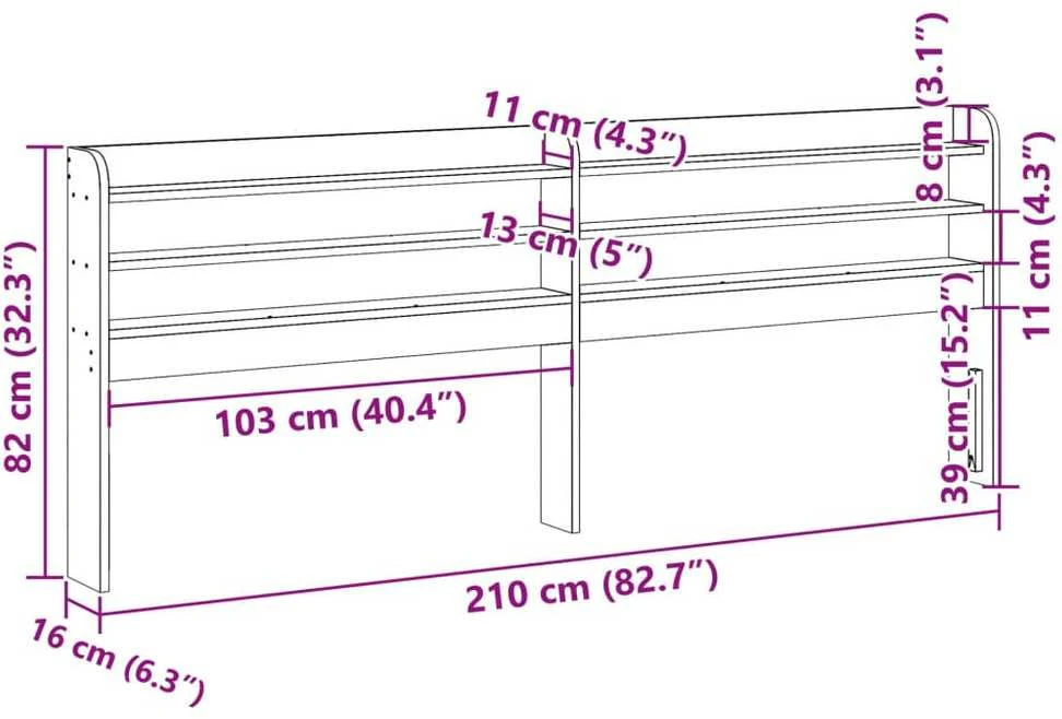 Galvūgalis su lentynomis, rudos, 200cm, pušies medienos masyvas