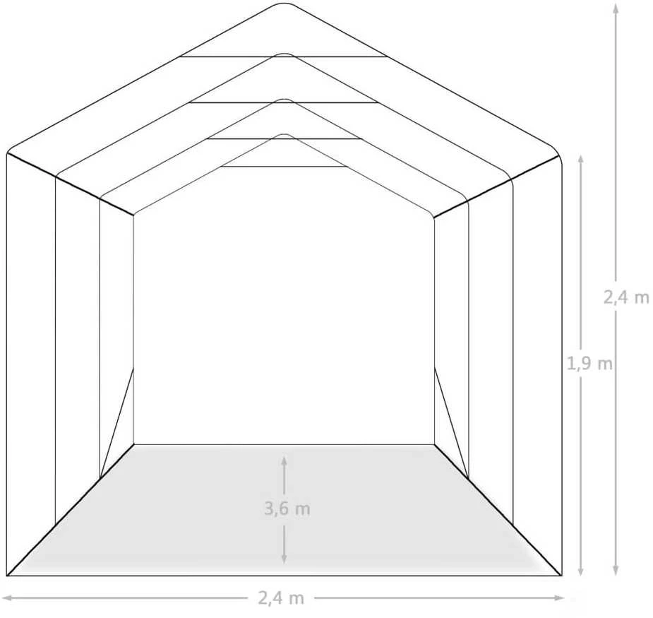 Garažas-palapinė, žalios spalvos, 2,4x3,6m, PVC (310026+310027)