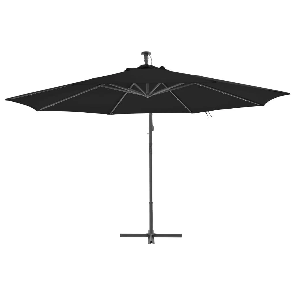 Gembinis sodo skėtis su aliuminiu stulpu, juodas, 350cm