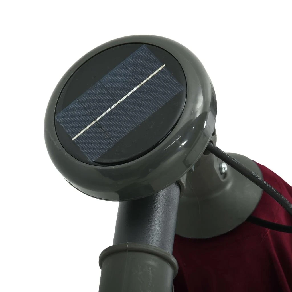 Gembinis sodo skėtis su LED ir plieniniu stulpu, vyno raudonas
