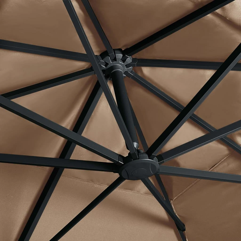 Gembinis skėtis su LED ir aliuminio stulpu, taupe, 400x300cm