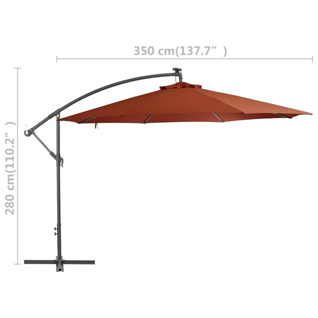 Gembinis sodo skėtis nuo saulės su LED, terakota spalvos, 350cm