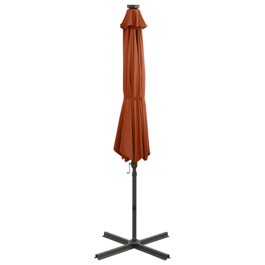 Gembinis skėtis su stulpu ir LED lemputėmis, terakota, 300cm