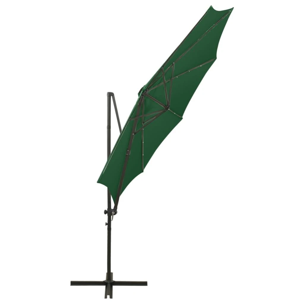 Gembinis skėtis su stulpu ir LED lemputėmis, žalias, 300cm