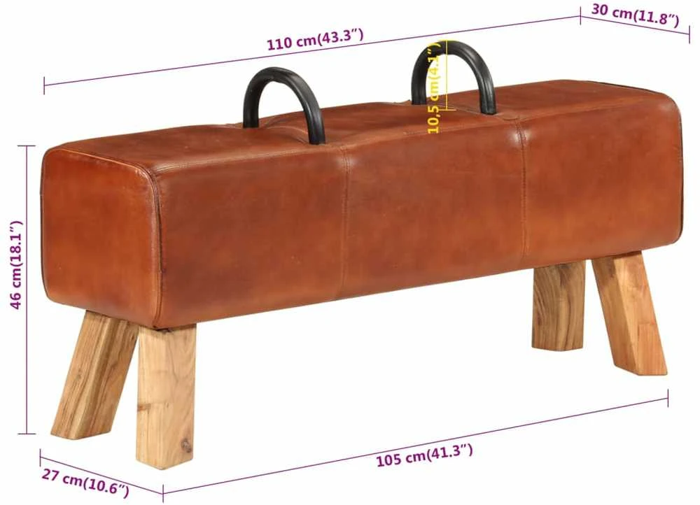 Gimnastikos arklys, rudos spalvos, 110cm, tikra oda