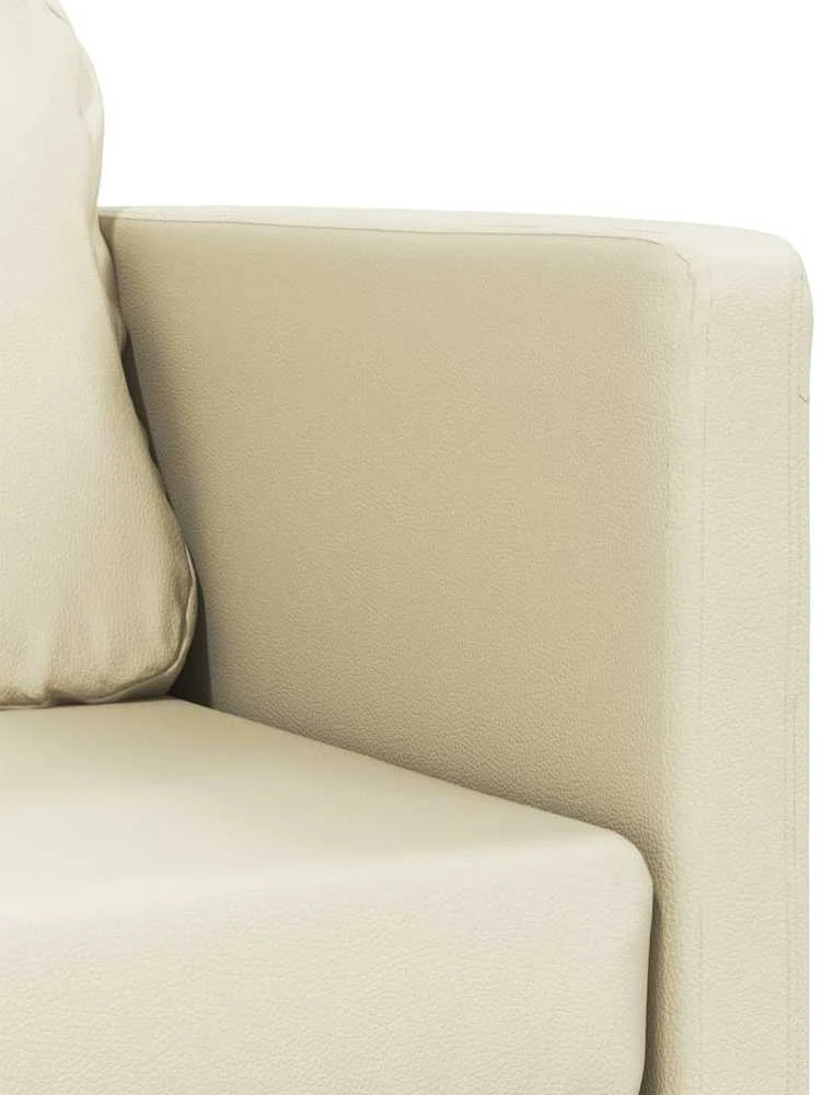 Grindų sofa-lova, 2-1, kreminė, 112x174x55cm, dirbtinė oda