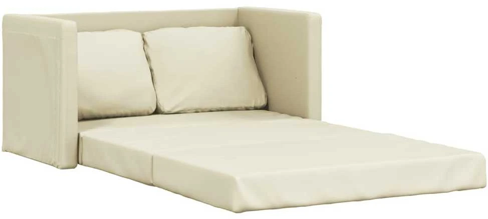 Grindų sofa-lova, 2-1, kreminė, 112x174x55cm, dirbtinė oda