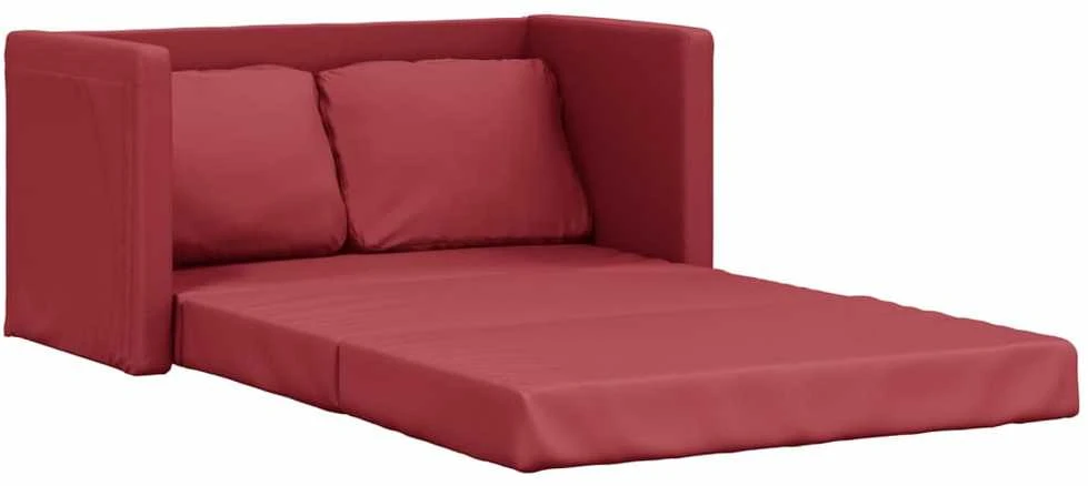 Grindų sofa-lova, 2-1, vyno, 112x174x55cm, dirbtinė oda