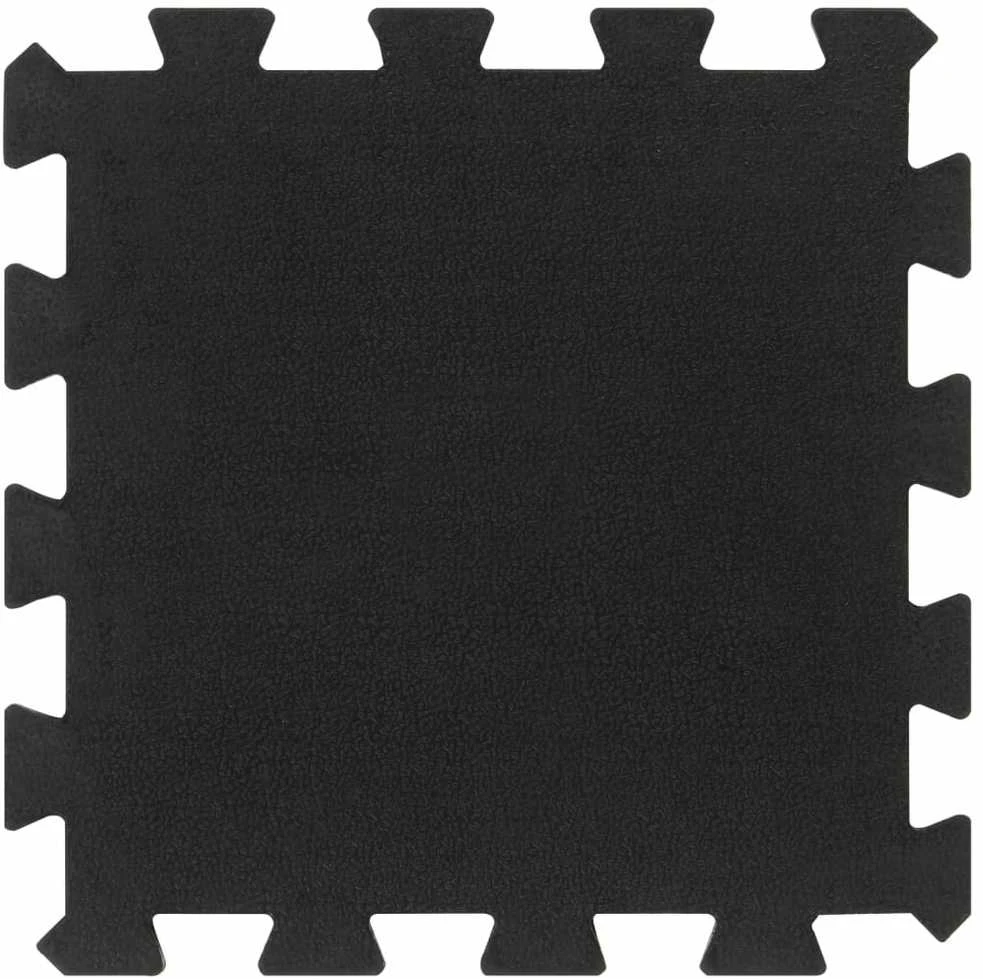 Guminės grindų plytelės, 9vnt., juodos, 30x30cm, 16mm