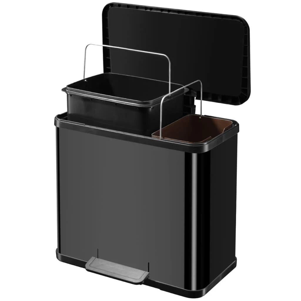 Hailo Šiukšliadėžė su pedalu Oko Duo Plus, juoda, 17l+9l, L dydžio