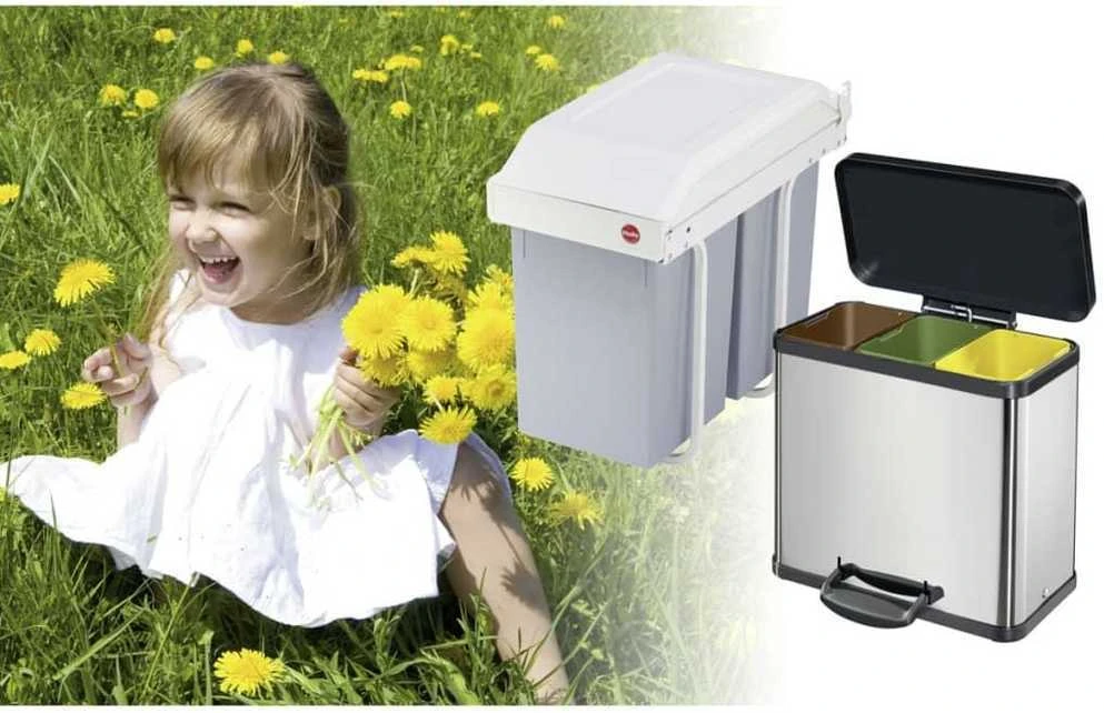 Hailo Spintelės šiukšliadėžė Multi-Box Duo, kreminė, 2x14l, L dydžio