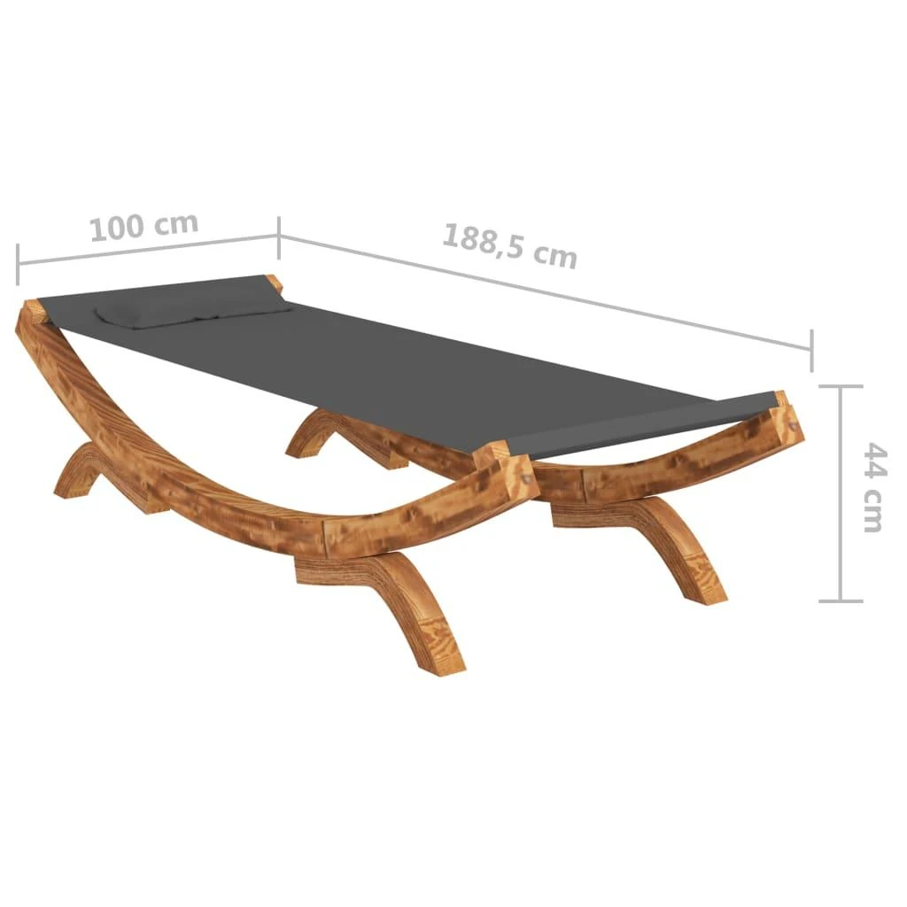 Lauko poilsio gultas, antracito, 100x188,5x44cm, mediena