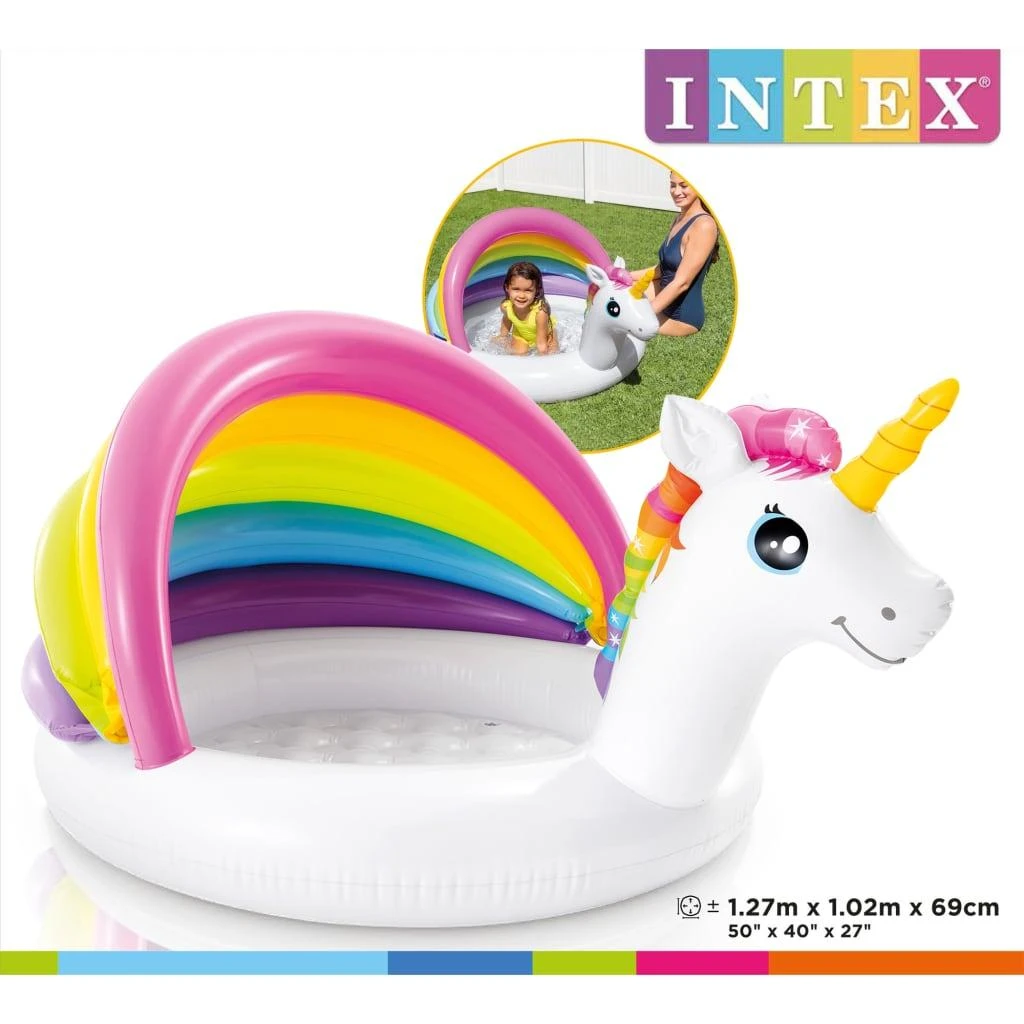 Intex Baby Pool Unicorn Baltas / Spalvotas, Amžius 1-3, 127 x 102 x 69 cm