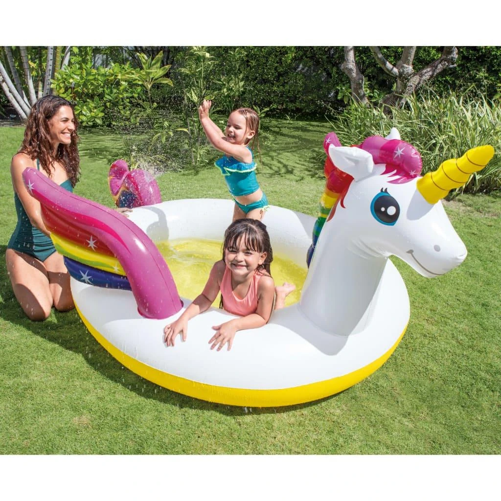Amo Toys Pripučiamas baseinas INTEX MYSTIC UNICORN, 272x193x104cm, purškia vandenį 57441NP