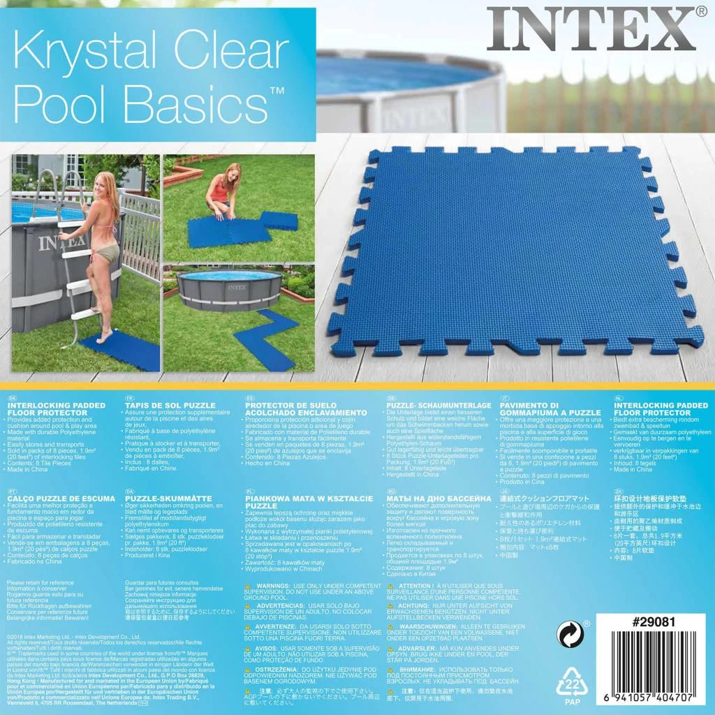 Intex Baseino grindų apsaugos, 8vnt., mėlynos spalvos, 50x50cm