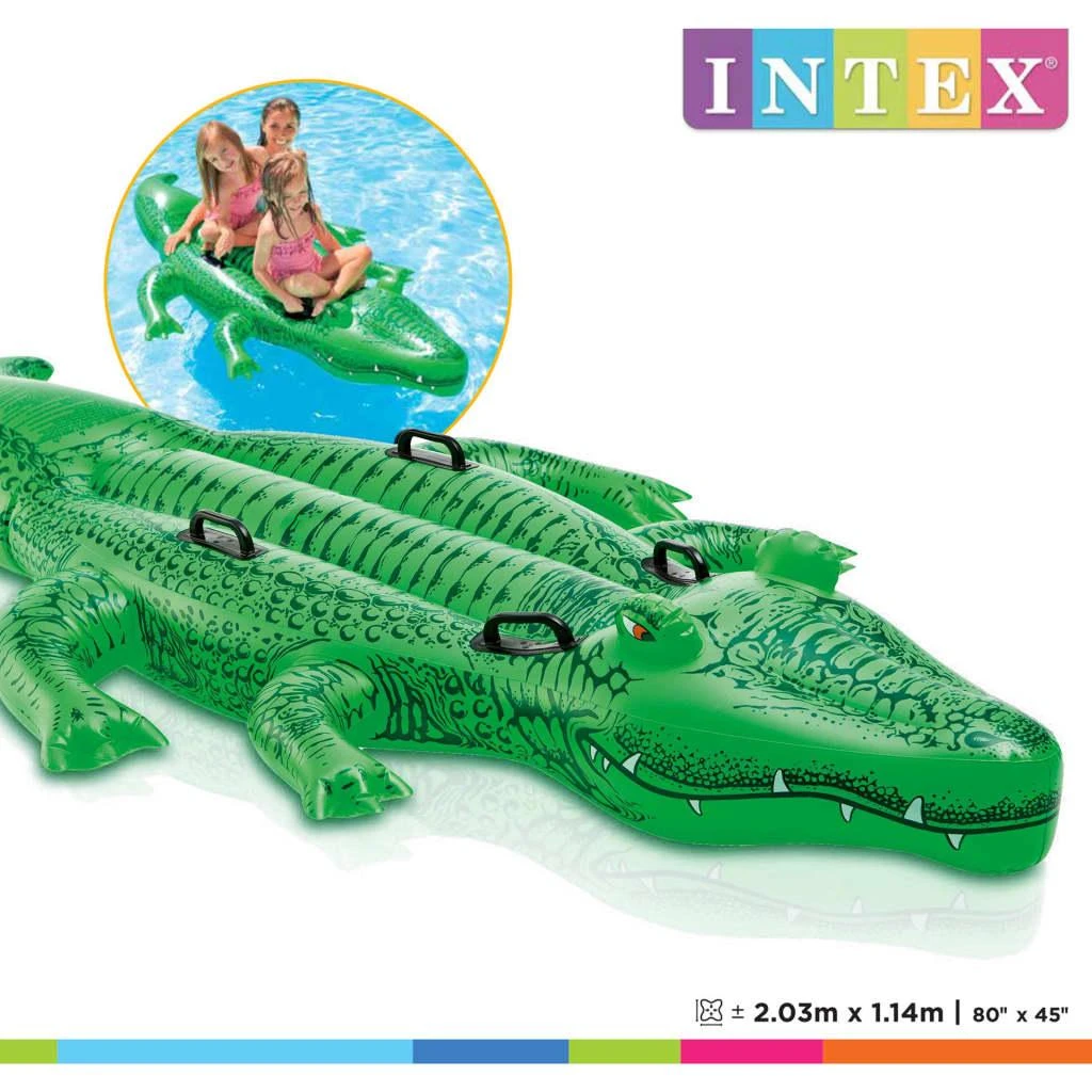 Intex Giant Gator Ride-On pripučiamas vežimėlis, 203x114 cm