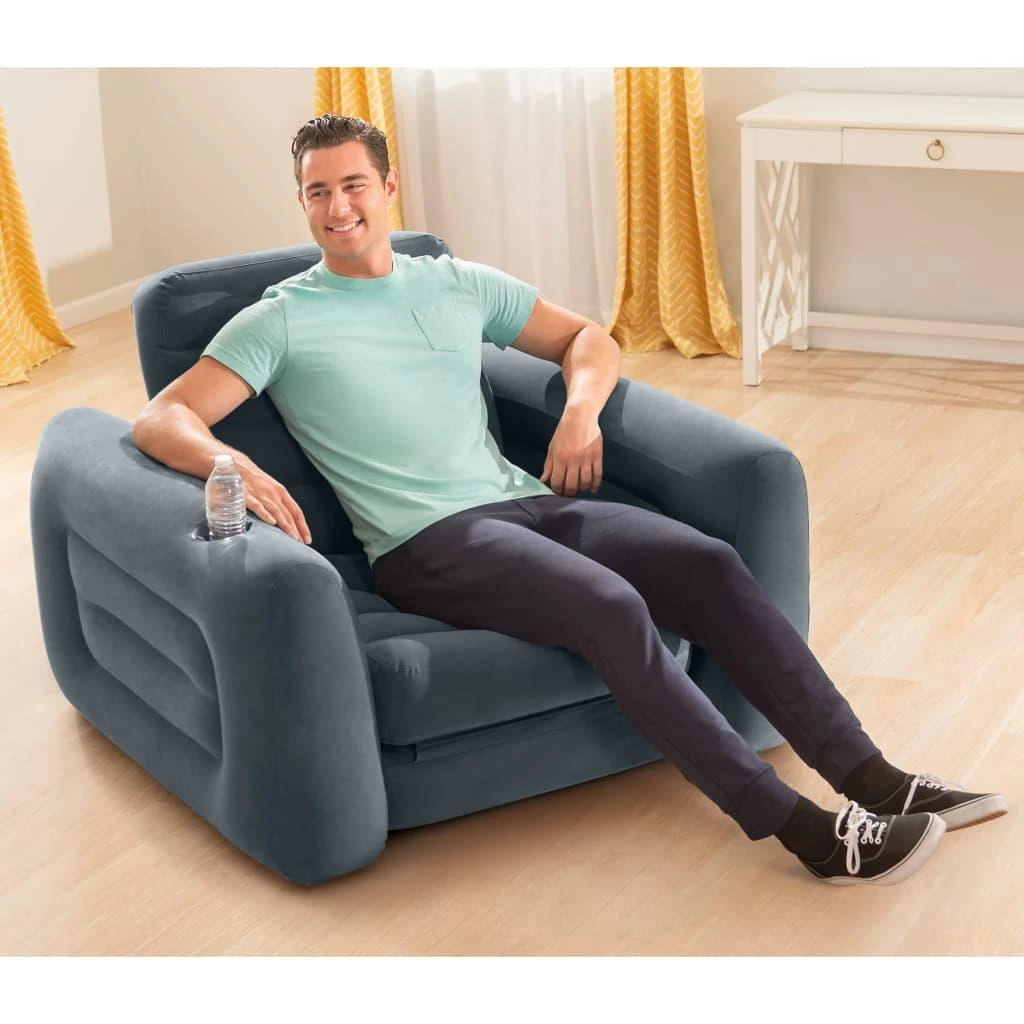 Intex Išskleidžiama sofa, tamsiai pilkos spalvos, 117x224x66cm