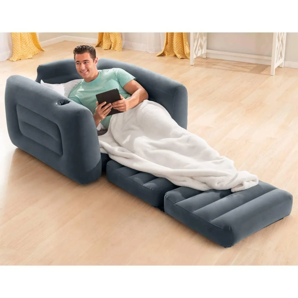 Intex Išskleidžiama sofa, tamsiai pilkos spalvos, 117x224x66cm