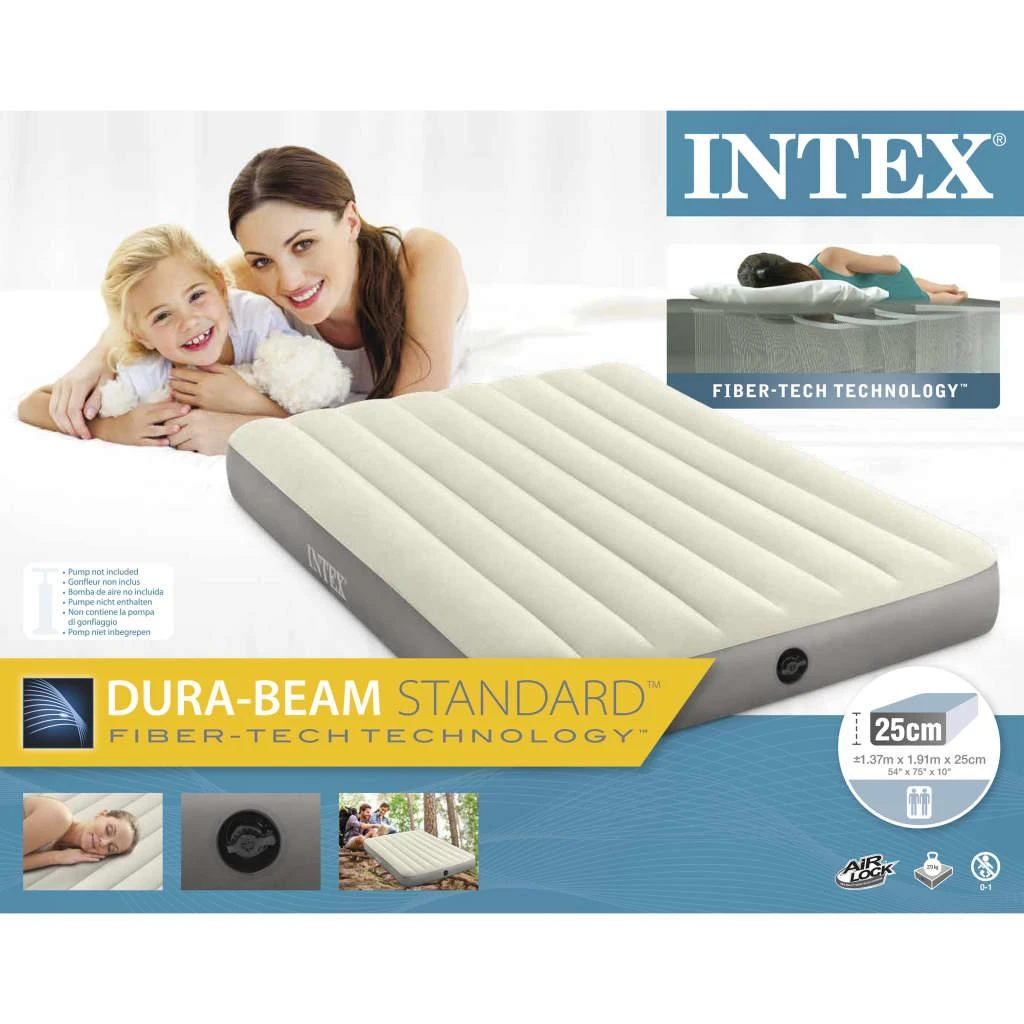 Pripučiamas čiužinys INTEX DURA-BEAM Deluxe Vienvietis (pilnas) 137x191x25cm 64102