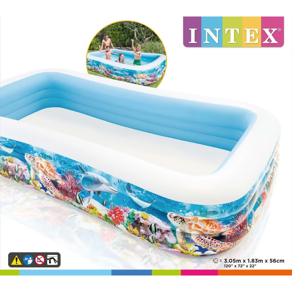 Intex Swim Center Baseinas šeimai, 305x183x56cm, su jūros gyvūnais